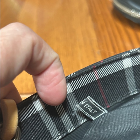 Plaid Tote Bag with Tan Handles - Picture 10 of 11